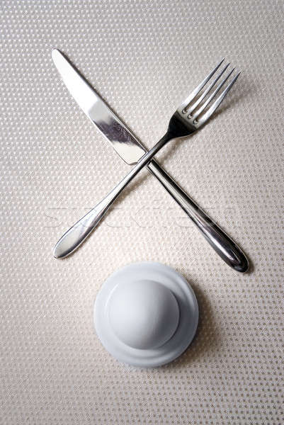 Une oeuf couteau fourche couleur déjeuner [[stock_photo]] © artjazz