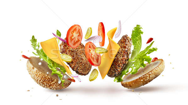 Burger preparation ingredients Stock photo © artjazz