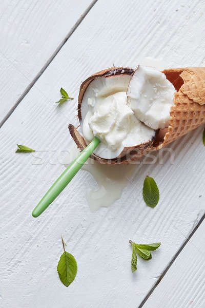 Ice cream in waffle cone Stock photo © artjazz