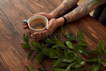 женщины рук чашку кофе кофе эспрессо Сток-фото © artjazz