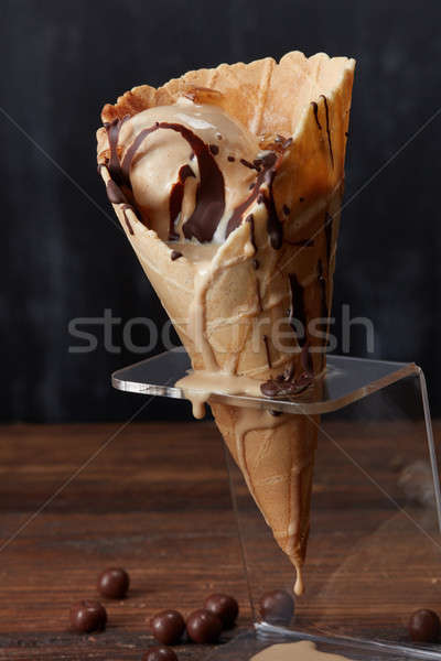 Foto d'archivio: Gelato · cialda · cono · caffè · cioccolato