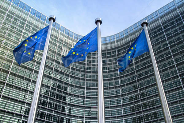 European Union flags near European commission  Stock photo © artjazz