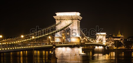 Illuminated Chain Bridge of Budapest at nighttime Stock photo © artjazz