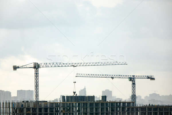 Paisaje industrial siluetas gris nublado edificio construcción Foto stock © artjazz