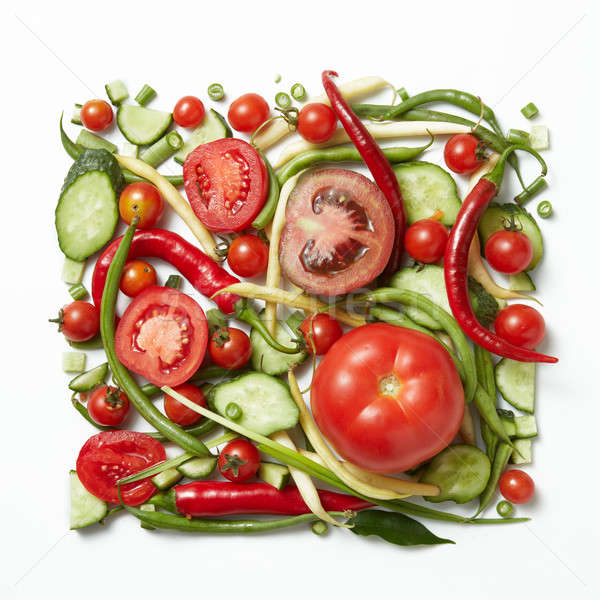 Stock photo: square frame of raw vegetables