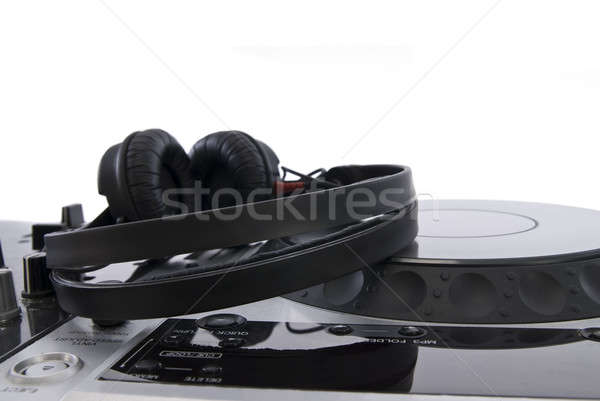 Mezclador auriculares aislado blanco fiesta placa Foto stock © artjazz