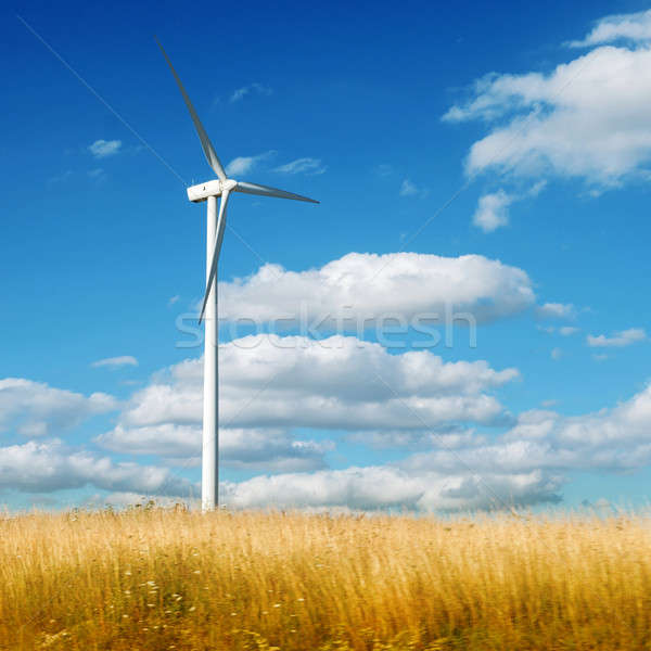 Wind Generator Turbine Sommer Landschaft Baum Stock foto © artjazz