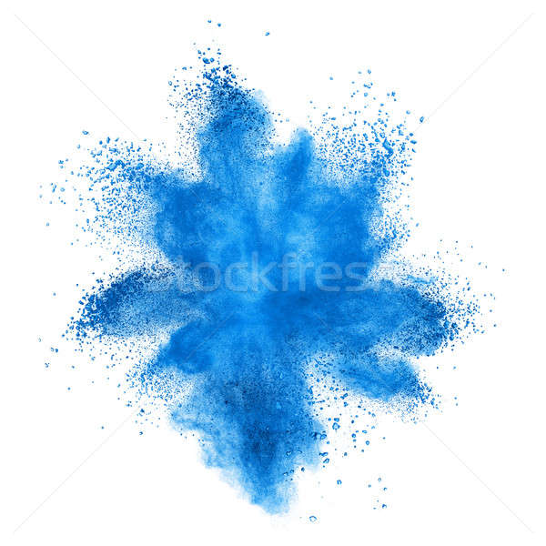 Blu polvere esplosione isolato bianco texture Foto d'archivio © artjazz