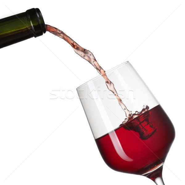 Stockfoto: Rode · wijn · glas · splash · geïsoleerd · witte