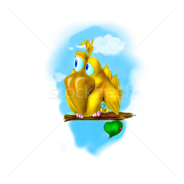drawing of the funny yellow birds Stock photo © artjazz