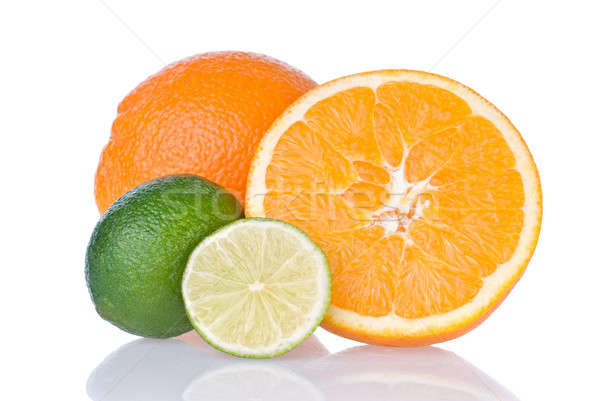 Zdjęcia stock: Pomarańczowy · wapno · odizolowany · biały · żywności · lata