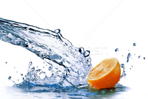 Stock foto: Frischwasser · Tropfen · orange · isoliert · weiß · Essen