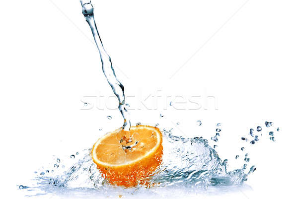 fresh water drops on orange isolated on white Stock photo © artjazz