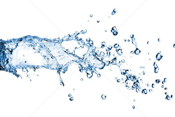 Stock photo: water splash with bubbles isolated on white