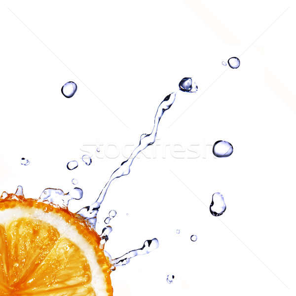 Stock photo: fresh water drops on lemon isolated on white