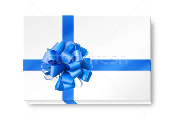 Blue bow from ribbon isolated on white Stock photo © artjazz