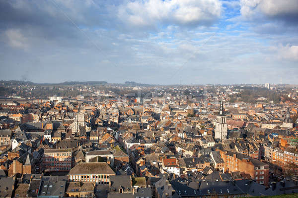 Cityscape Belgia budynku miasta kościoła czerwony Zdjęcia stock © artjazz