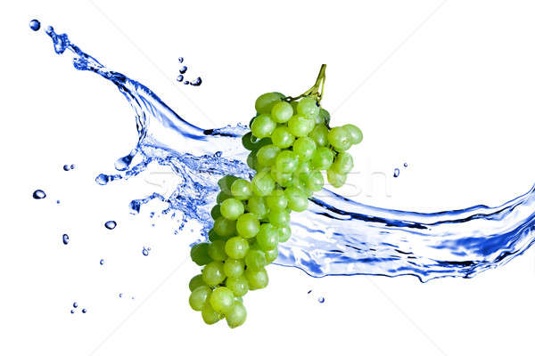 Stock fotó: Zöld · szőlő · csobbanás · izolált · fehér · víz