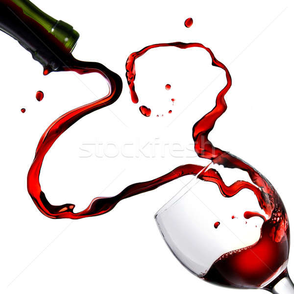 Zdjęcia stock: Serca · wino · czerwone · odizolowany · biały · szkła