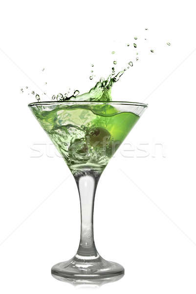 Zdjęcia stock: Zielone · alkoholu · koktajl · splash · odizolowany · biały