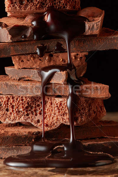 Heap of broken pieces chocolate Stock photo © artjazz