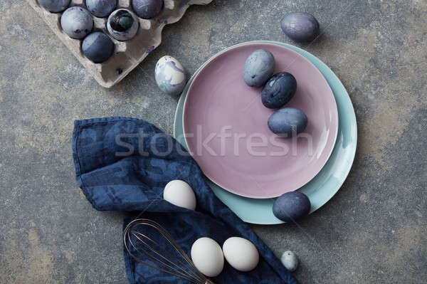 Easter eggs on a plate Stock photo © artjazz
