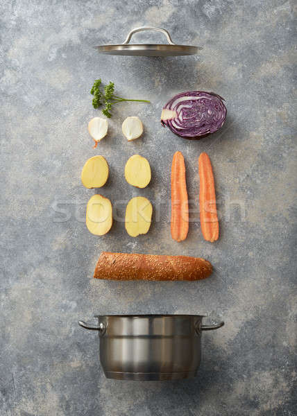 Rondel składniki zupa otwarte pan Zdjęcia stock © artjazz