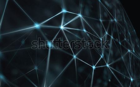 Blockchain network - Abstract connected dots on bright blue background. Internet connection, abstrac Stock photo © artjazz