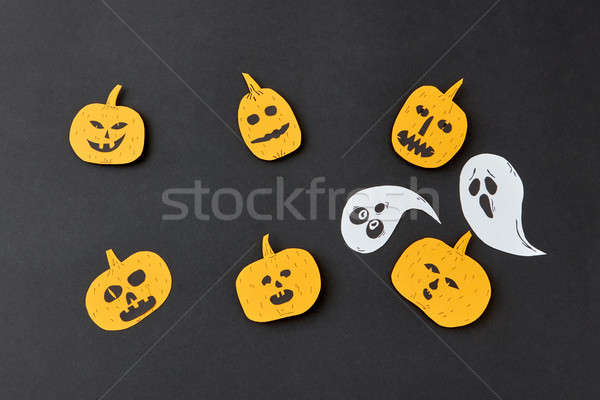 Modern Halloween handcraft pattern handcraft from colorful paper with horrible smiling spirits and g Stock photo © artjazz