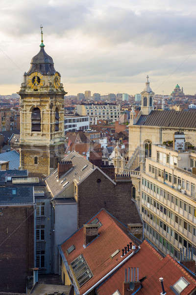 Reloj torre Bruselas iglesia Bélgica Foto stock © artjazz