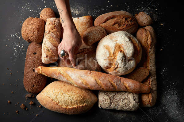 Different kinds of bread on background Stock photo © artjazz