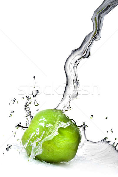 ストックフォト: スプラッシュ · 緑 · リンゴ · 孤立した · 白