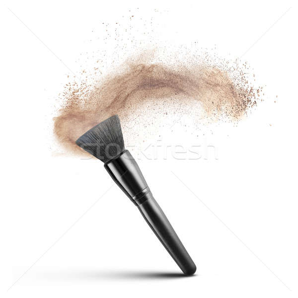 makup brush with powder foundation isolated Stock photo © artjazz