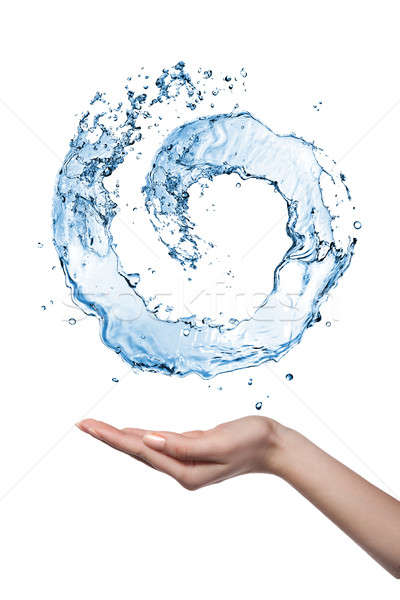 Wasser Figur menschlichen Hand isoliert Wildwasser weiß Stock foto © artjazz