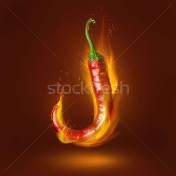 Red hot chili pepper with flame Stock photo © artjazz