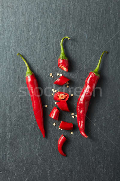 Rot Pfeffer Scheiben Samen geschnitten Chili Stock foto © artjazz