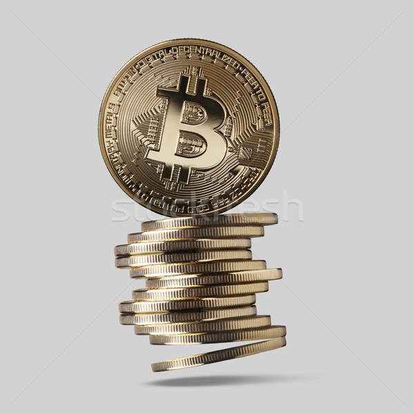 Bitcoin is a gold coin and a stack of crypto-currencies Stock photo © artjazz