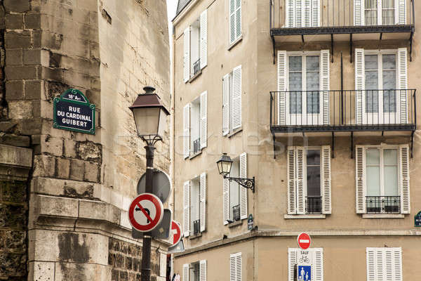 Parisian street photo of classic architecture Stock photo © artjazz