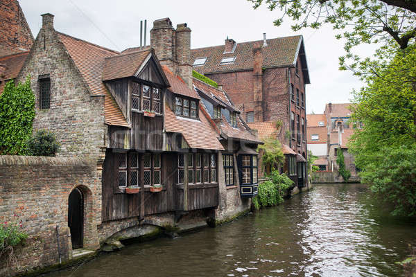 Houses along the canals of Brugge or Bruges Stock photo © artjazz