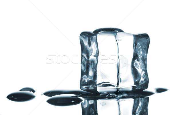ice cube with water drops on white Stock photo © artjazz