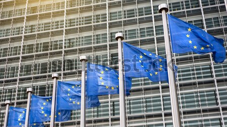 European flags in front of the Berlaymont building Stock photo © artjazz