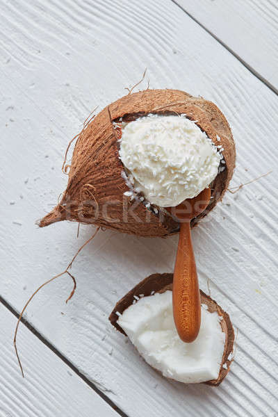 Delicious vanilla ice cream in coconut Stock photo © artjazz