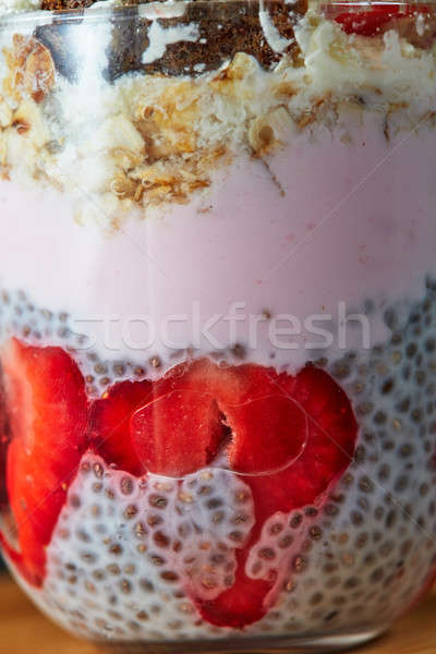 Saatgut Pudding Erdbeeren Joghurt Cookie Stock foto © artjazz