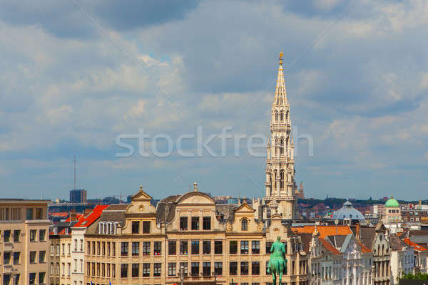 spire of the City hall in Brussels Stock photo © artjazz