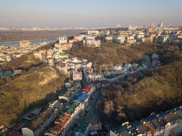 A view from the height of Vozdvizhenka with new residential houses, Bald mountain and St. Andrew's C Stock photo © artjazz