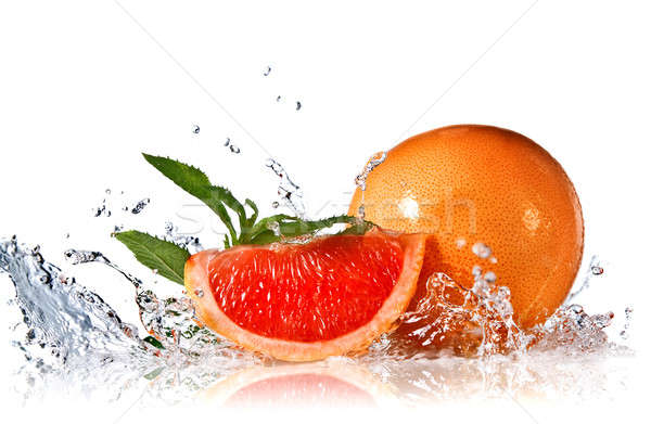 Сток-фото: грейпфрут · мята · изолированный · всплеск