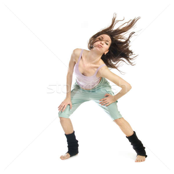 Pózol fiatal táncos izolált fehér nő Stock fotó © artjazz