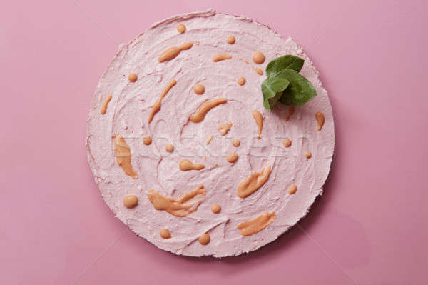 Delicioso requeijão bolo topo ver creme Foto stock © artjazz
