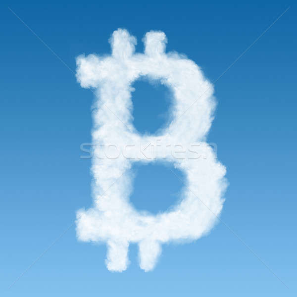 Bitcoin símbolo nuvem azul novo virtual Foto stock © artjazz