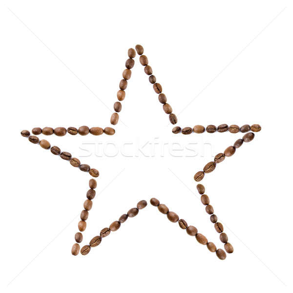 Stockfoto: Star · koffiebonen · geïsoleerd · witte · koffie · zwarte